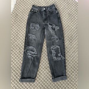 BDG Women's High Rise Distressed Black Jeans